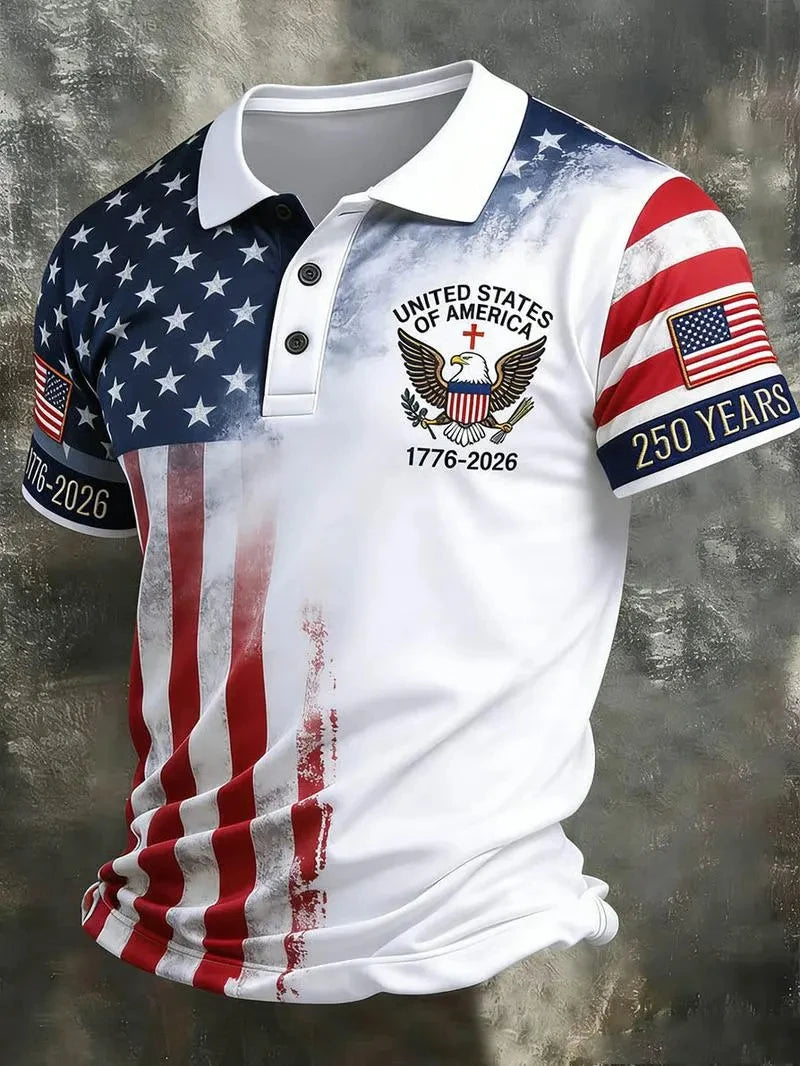 America 250th Anniversary Polo Shirt USA Flag 1776–2026 Patriotic Shirt American Independence Day Apparel Fourth Of July