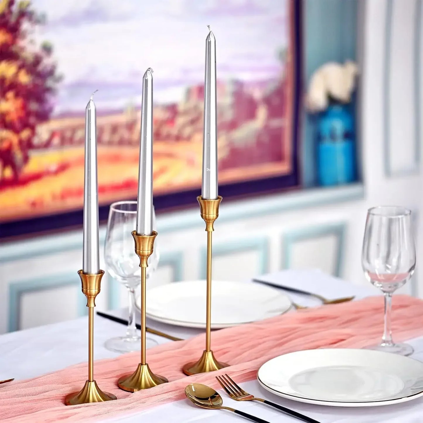 Vintage Taper Silhouette Candle Sticks – Set of 3 in Copper or Gold