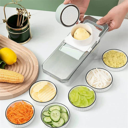 6‑in‑1 Veggie Slicer Mandoline – Multi‑Blade Cutter for Easy Slicing, Julienne & Shredding