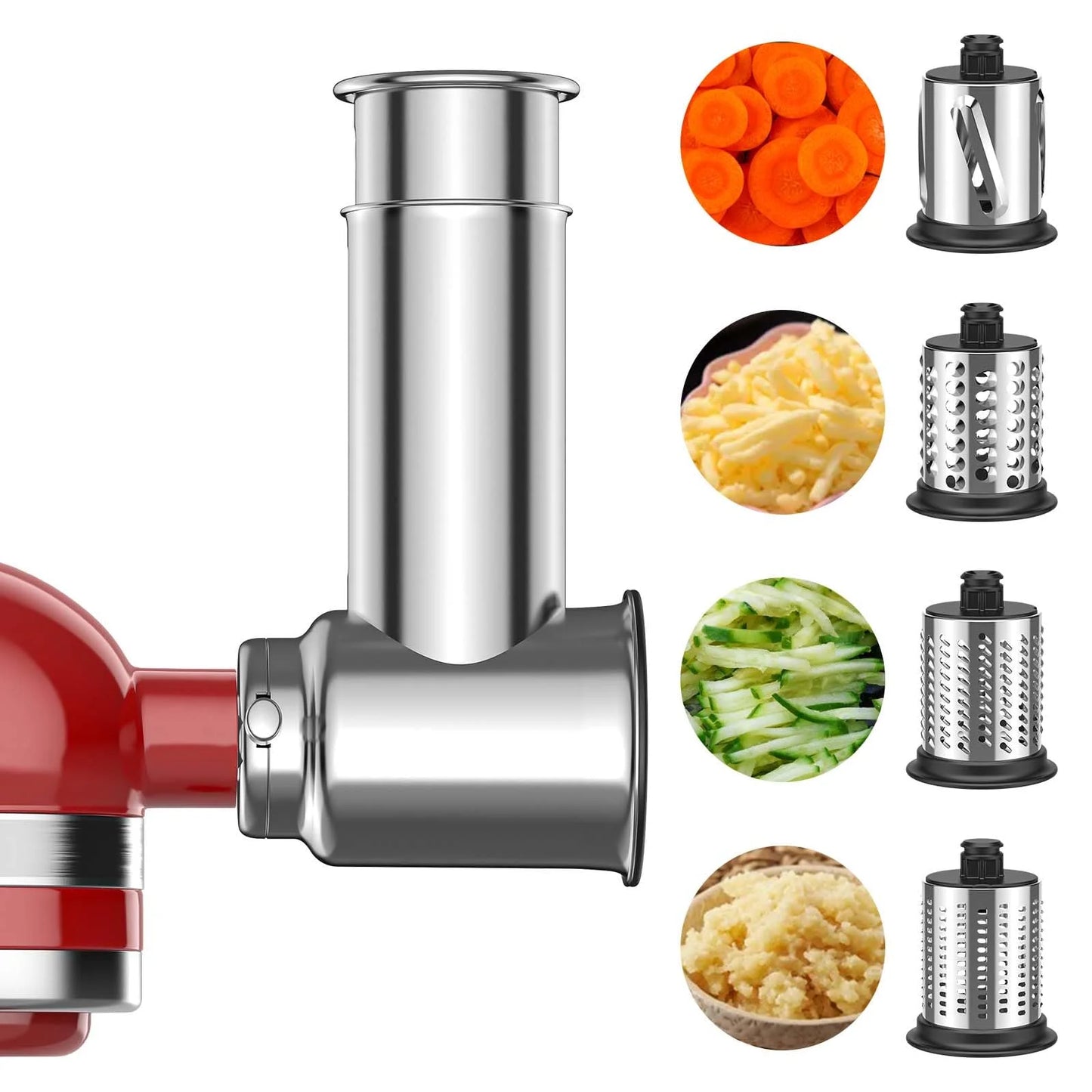 Stainless Steel Slicer Shredder Attachment for KitchenAid Stand Mixers Salad Maker with 4 Blades