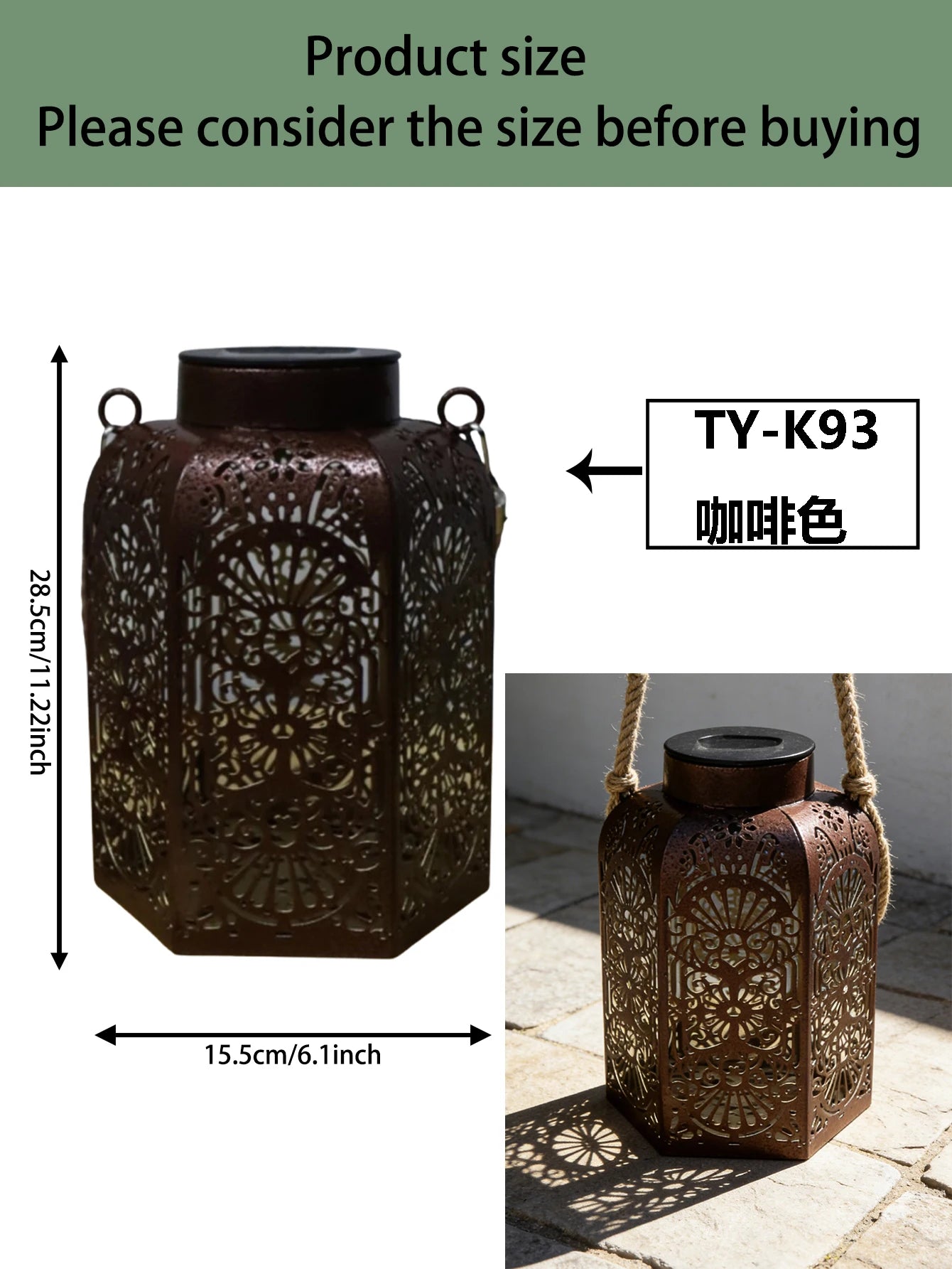 Retro Iron Solar Lantern – Hollowed‑Out Waterproof Outdoor Light for Garden & Patio