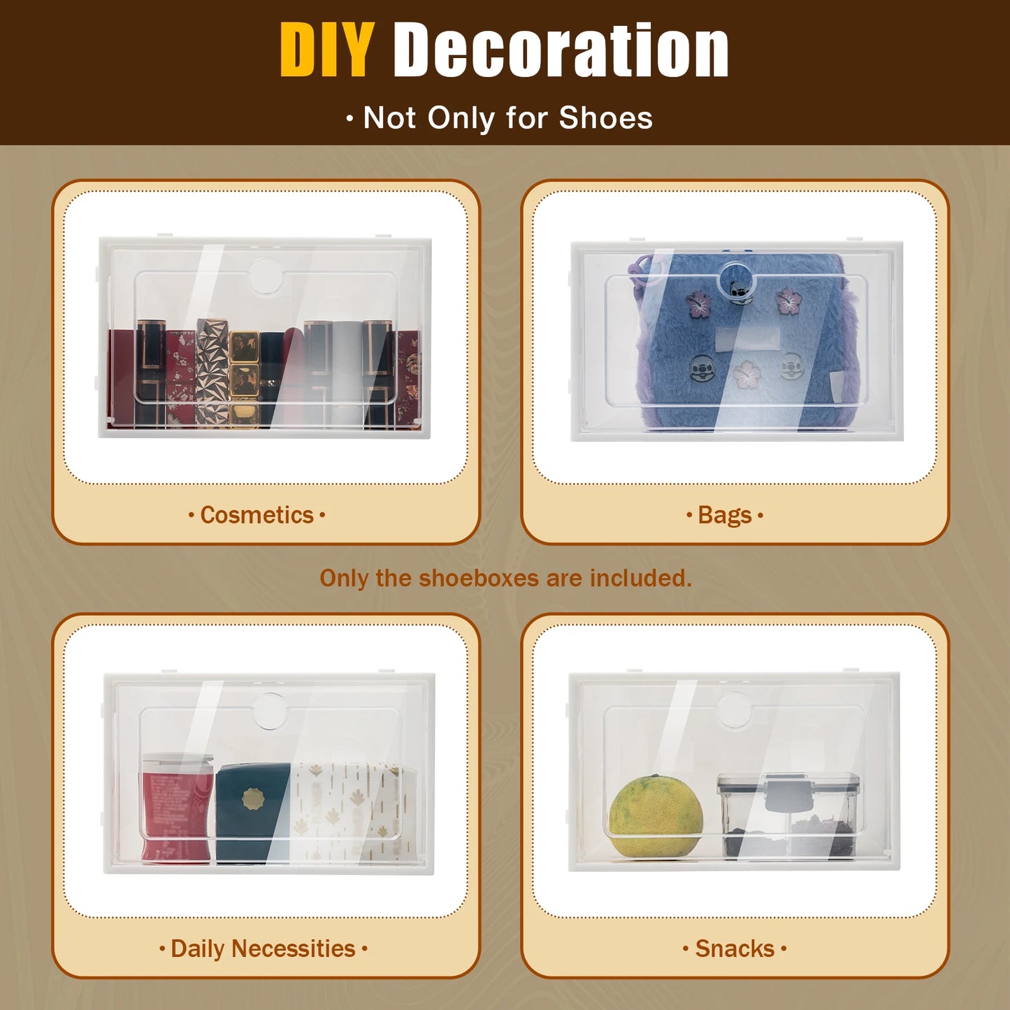 Foldable Flip Shoe Boxes Set (20/24 PCS) – Stackable Clear Plastic Shoe Storage Containers, 13" × 9" × 5.5"