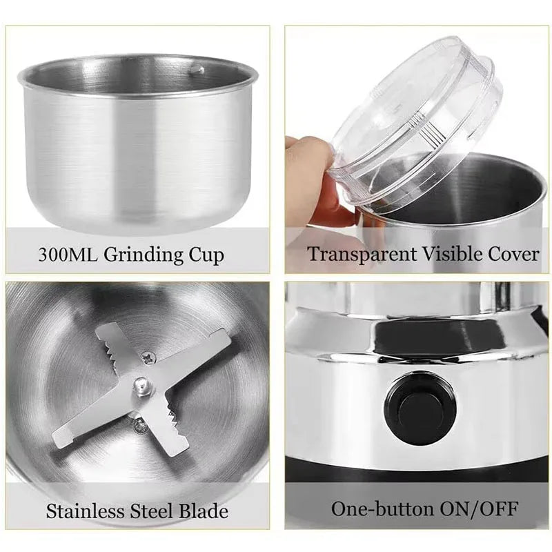 Kitchen Multifunctional 4‑Blade Grain Grinder – Home Electric Coffee & Spice Grinder