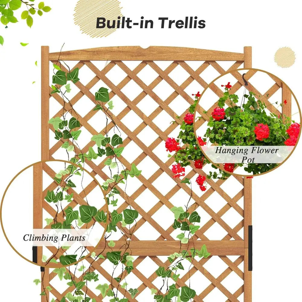 Raised Garden Bed Outdoor Set, 35.5x17.5x71-inch Planter Box with Trellis and Removable Bottom, Ideal for Patio, Balcony, or Yard