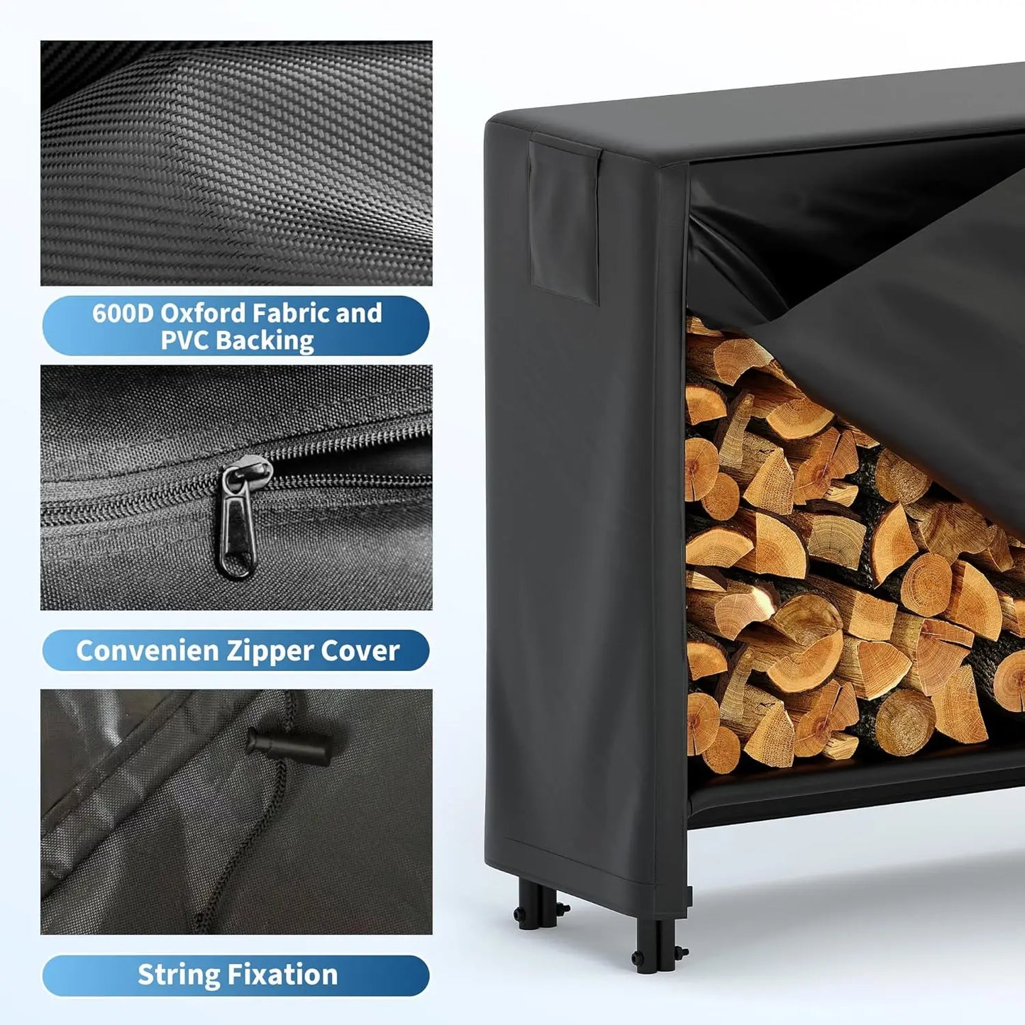 4ft Firewood Holder with Waterproof Cover