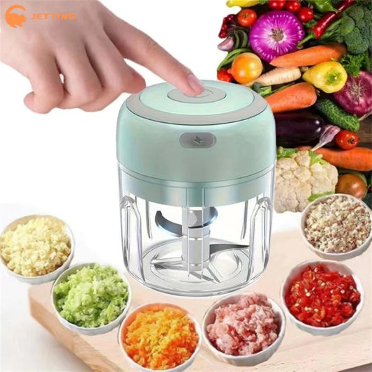 Electric Garlic Chopper (100ML/250ML) – Portable USB Mini Vegetable Grinder & Onion Mixer