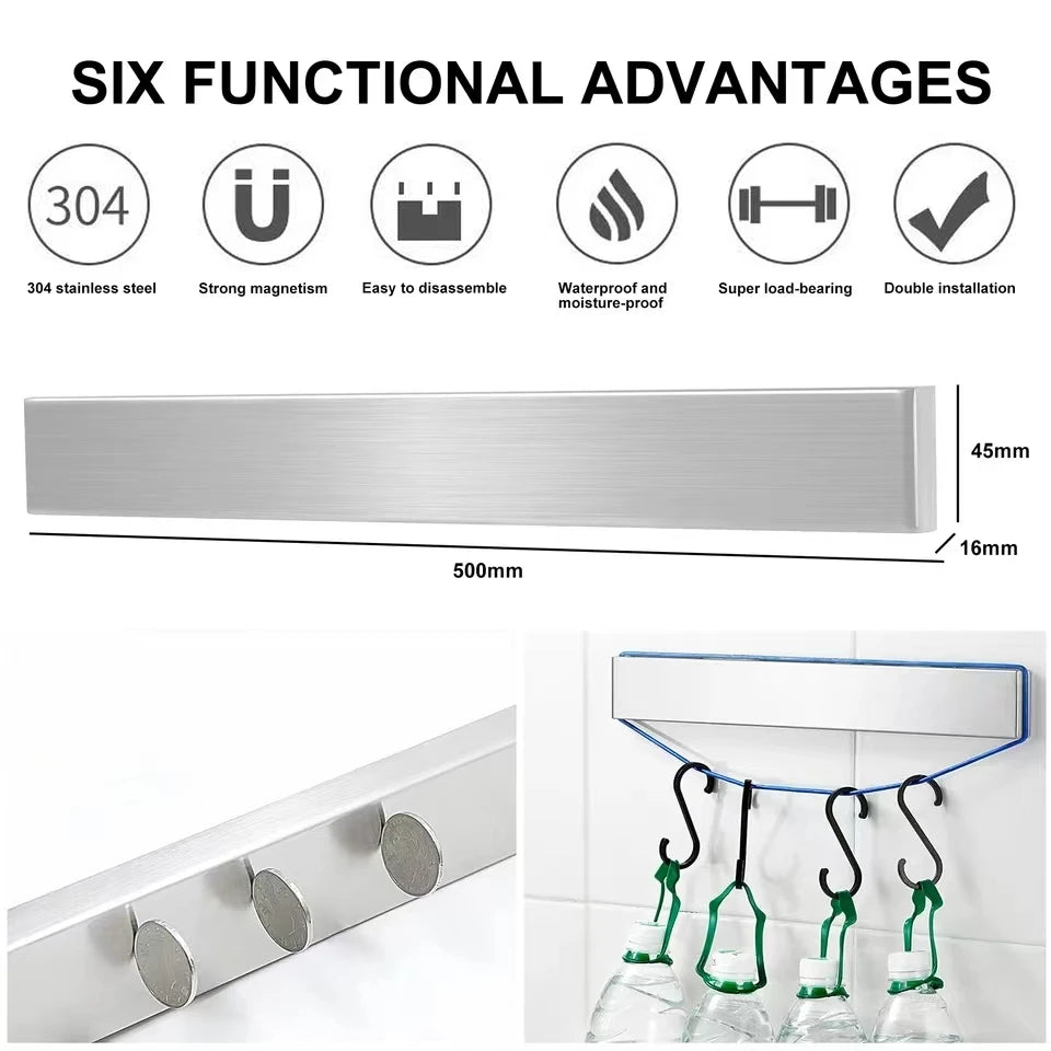 Stainless Steel Knife Stand Magnetic Knife Holder - Wall Block Storage Rack for Knives Kitchen Accessories