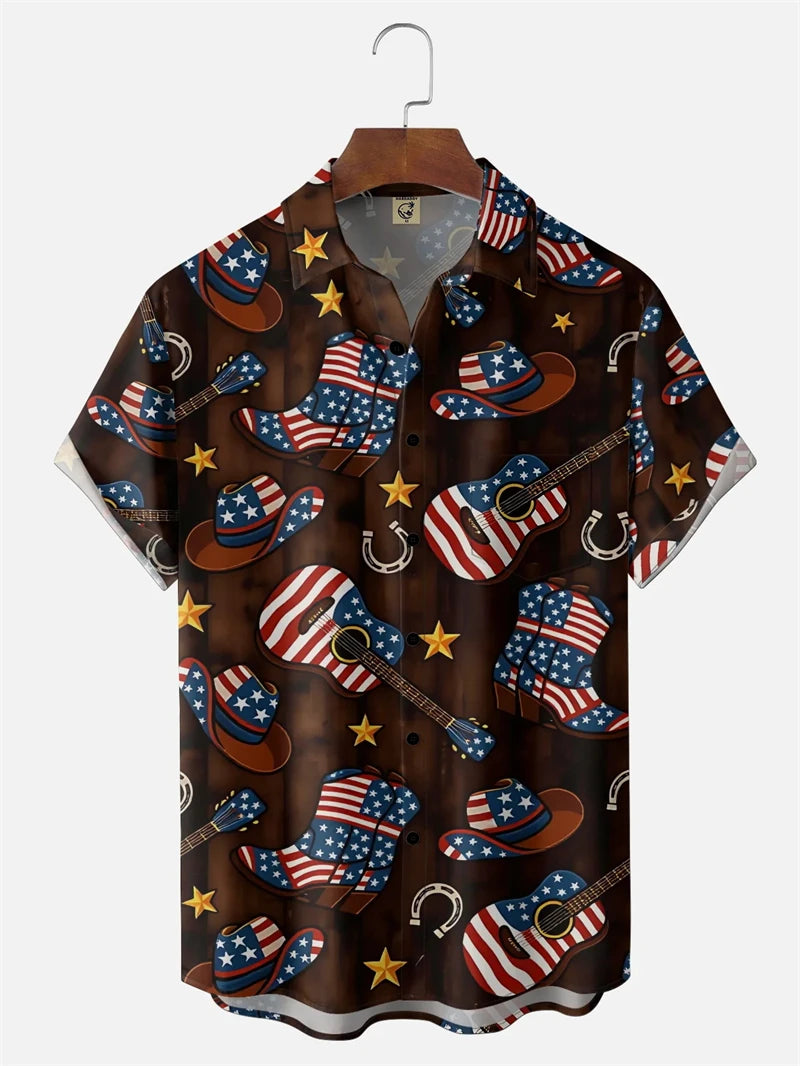 Hawaiian Shirt Men's USA 250th Anniversary 1776-2026 We American Flag 3D Print Design - Casual Short Sleeve Button Up Summer Shirt