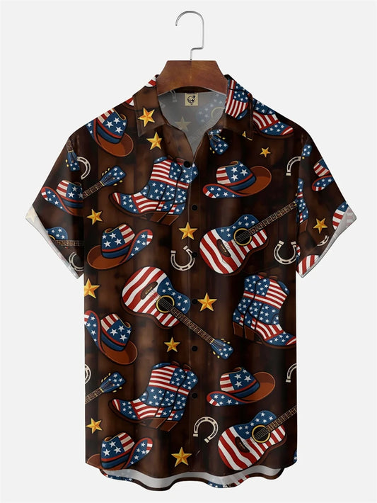 Hawaiian Shirt Men's USA 250th Anniversary 1776-2026 We American Flag 3D Print Design - Casual Short Sleeve Button Up Summer Shirt