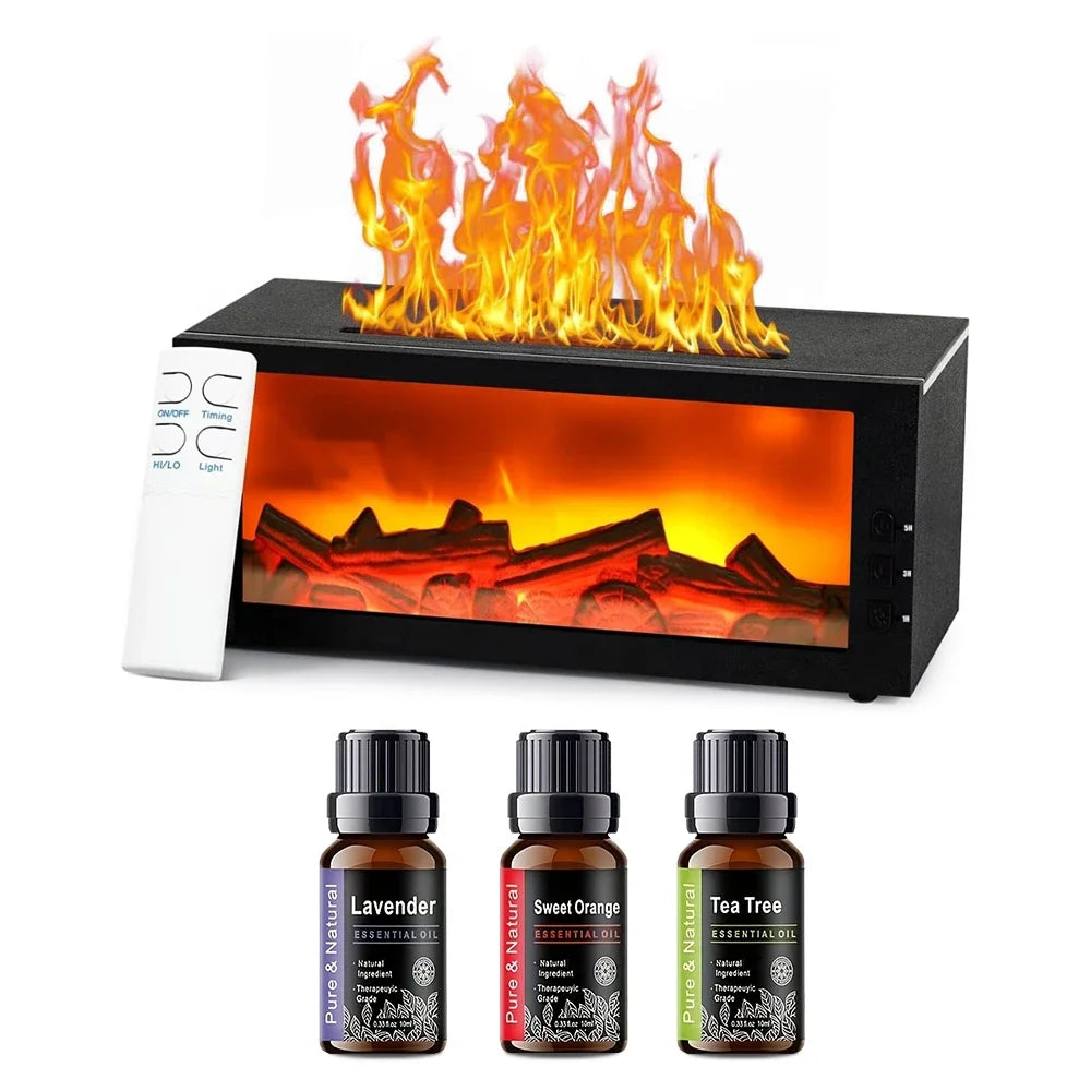 Fireplace Diffuser Essential Oil 7 Colorful Large Flame Fire Humidifier Changing Aroma Diffuser for Aromatherapy