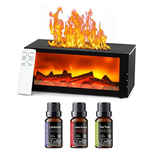 Fireplace Diffuser Essential Oil 7 Colorful Large Flame Fire Humidifier Changing Aroma Diffuser for Aromatherapy