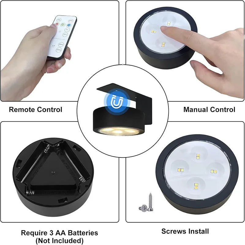 Magnetic LED Battery Operated Picture Light with Remote, Dimmable Timer 3 Lighting Modes