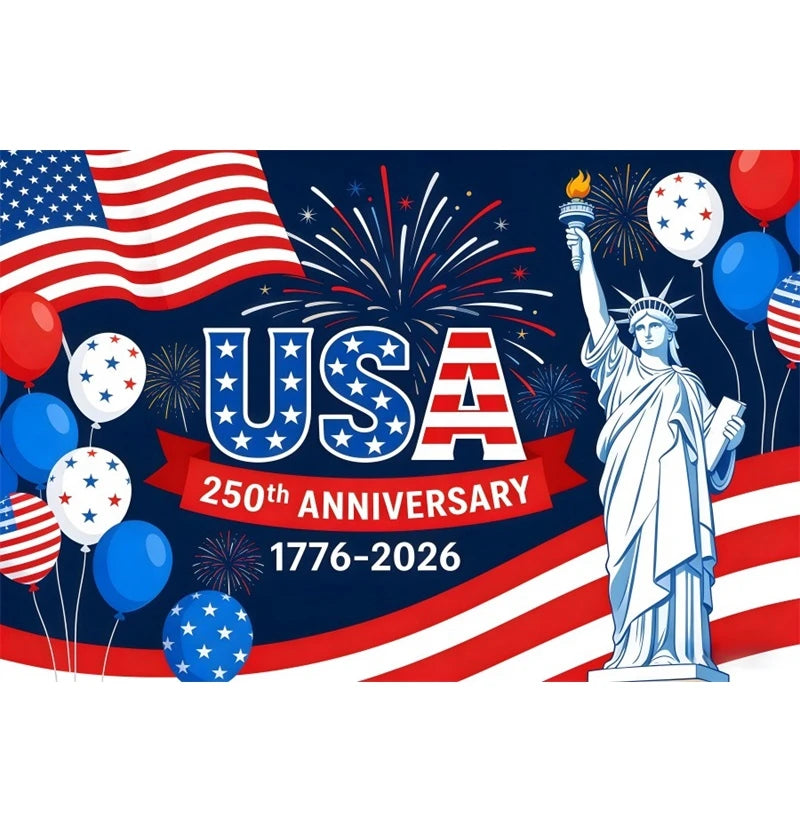 America 250th Anniversary Backdrop Cover Bald Eagle Statue of Liberty Flag 4th of July Independence Day Celebration Backgrounds