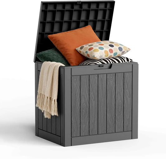 30‑Gallon Outdoor Storage Box – Lockable, Waterproof Deck Box for Garden Tools & Cushions (Black)
