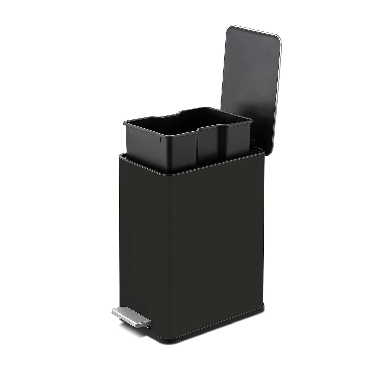 Slim Stainless Steel Step-On Trash Can | Compact, Quiet-Close, Modern Design for Bathroom