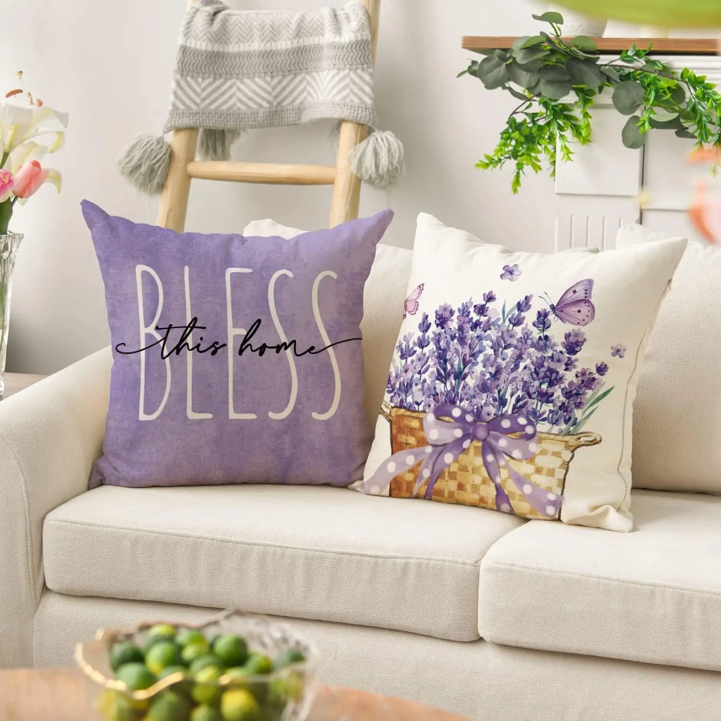 Lavender Home Sweet Home Pillow Covers
