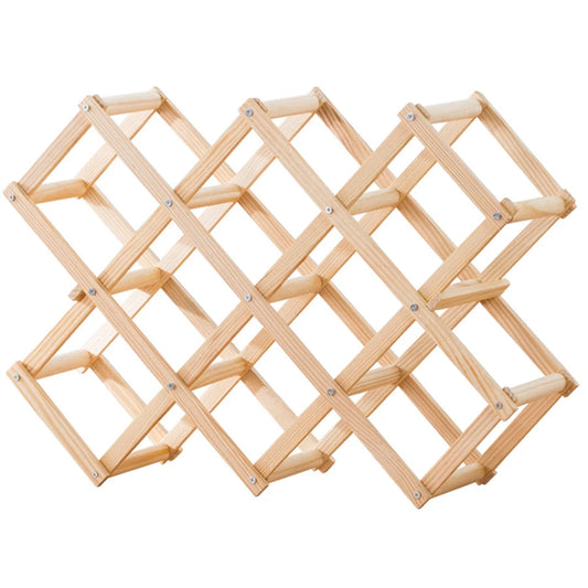 Wine Storage Rack Countertop 10 Bottles Foldable Free Standing Wood