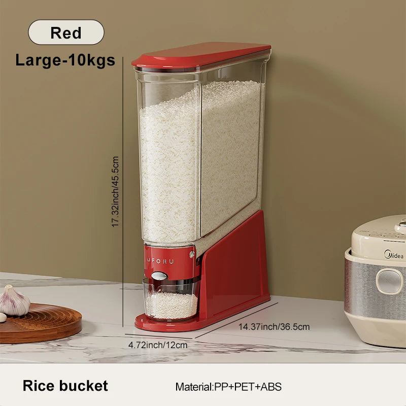 11/22lb. Sealed Rice & Cereal Dispenser – Moisture‑Proof, Insect‑Proof Storage Bucket with Measuring Cup