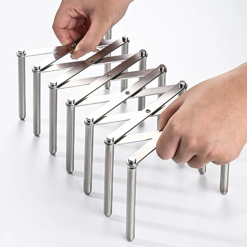 Expandable Stainless Steel Lid Organizer – Adjustable Pan & Plate Rack