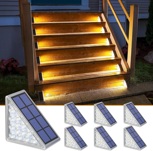 Solar Step Lights,6 Pack Warm White Solar Stair Lights, Waterproof IP67 Auto On Off