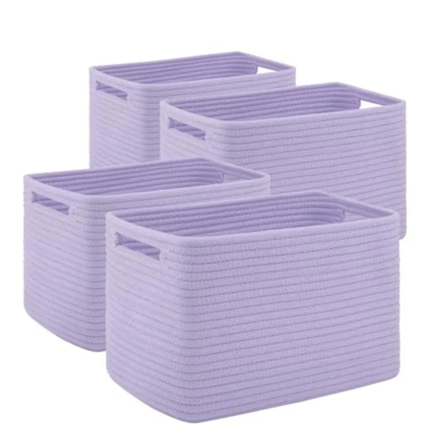 Minimalist Woven Closet Organizer Bins | Set of 4
