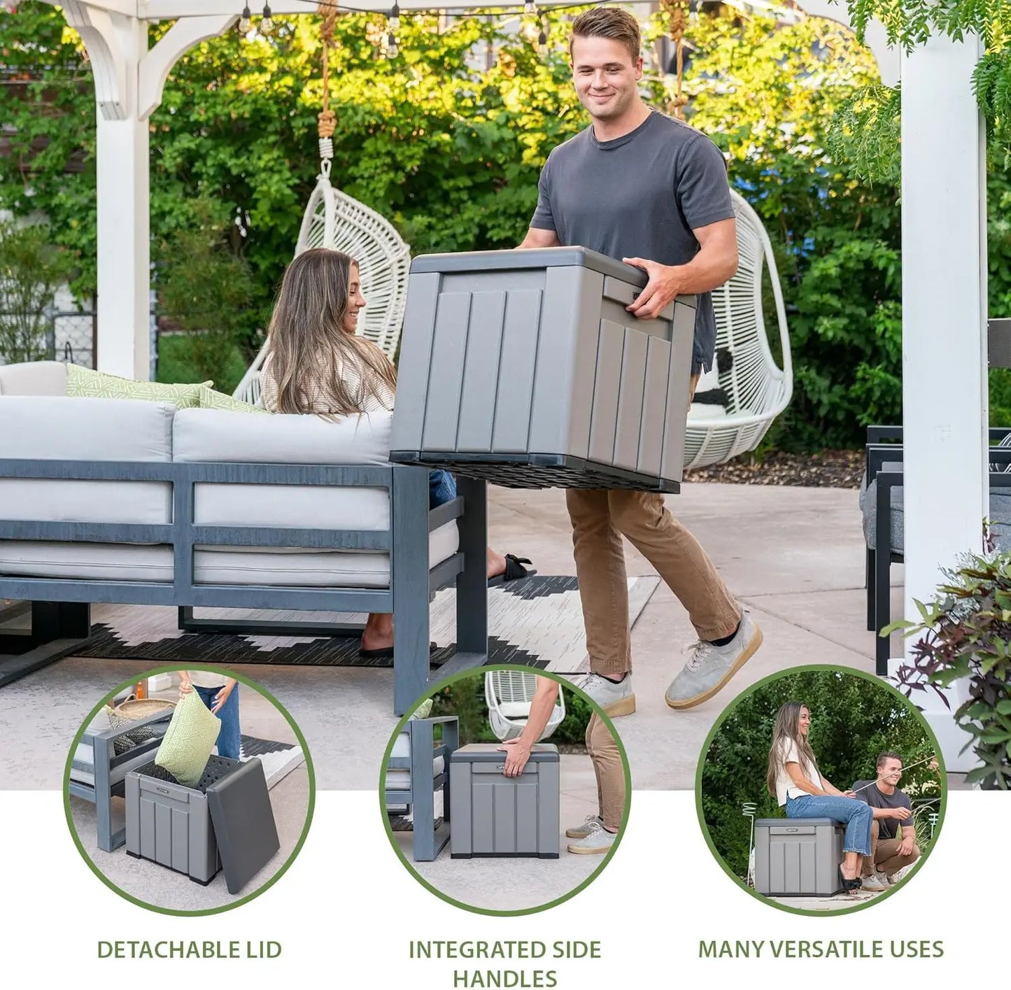 Outdoor Storage Cube Deck Box for Package Delivery, Patio Furniture Cushions, Garden Tools, Pool Accessories, 25 Gallon