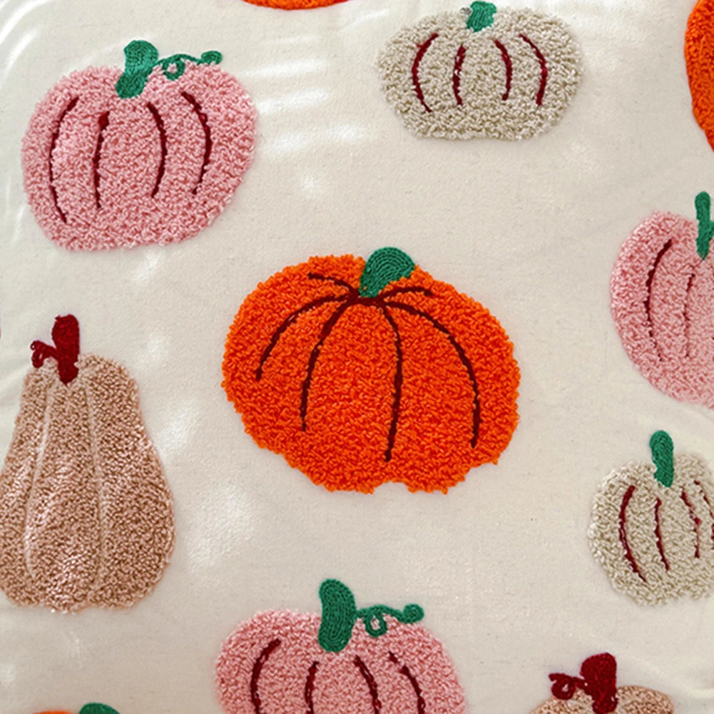 Halloween Throw Pillow Covers – 18×18" Embroidered Pumpkin Decorative Cushion Cases