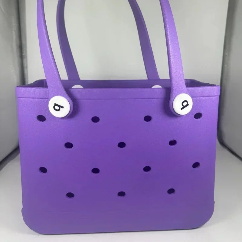 Waterproof  Rubber Mini Beach Bag - Summer Pool Storage Basket