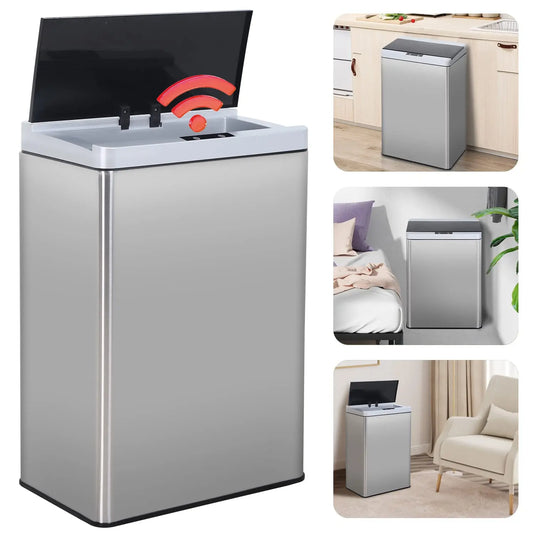 Touch Free Trash Can 13.2 Gallon (Tall-Kitchen) Garbage Cans with Motion Sensor, Stainless Steel