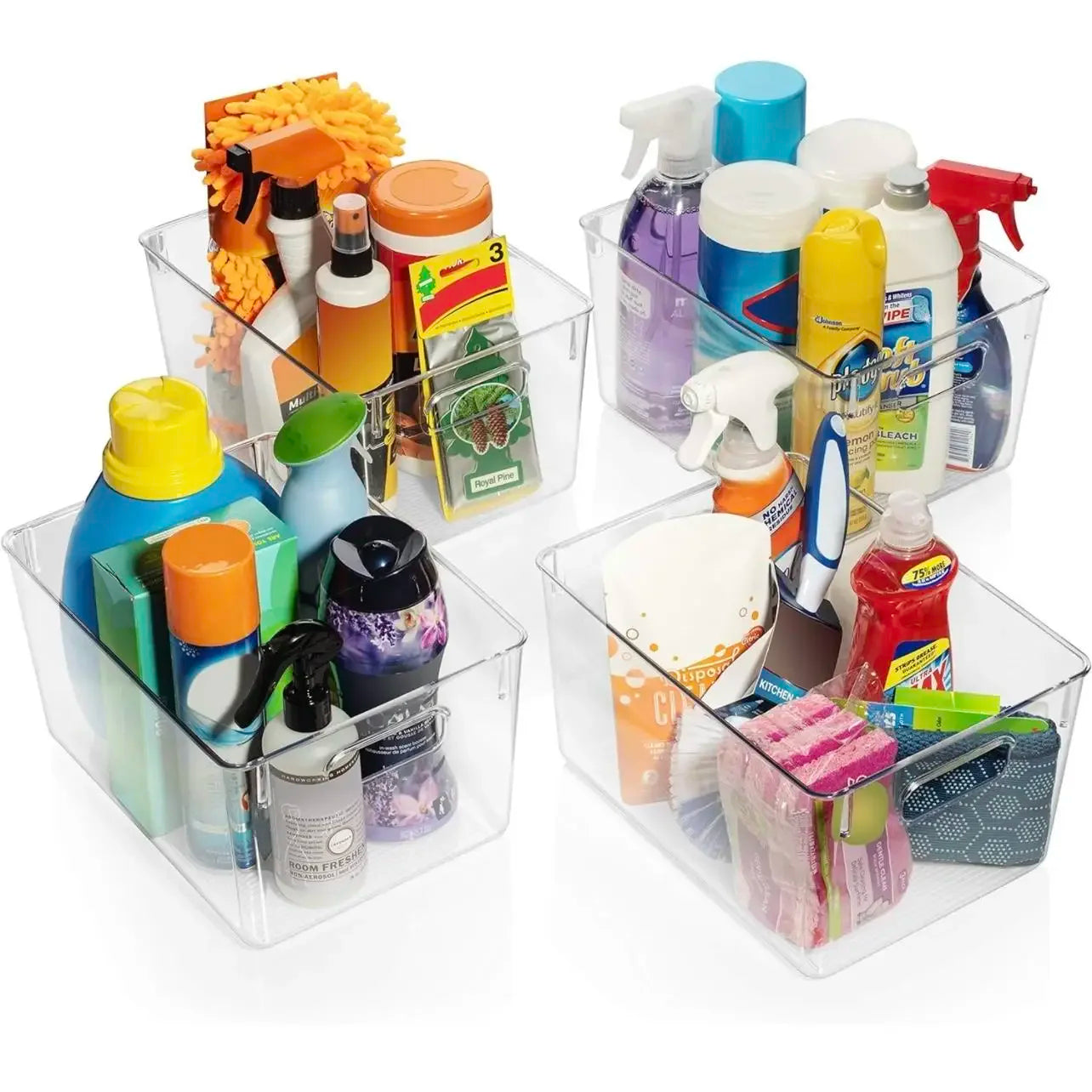 Clear Plastic Storage Bins - 4 Pack