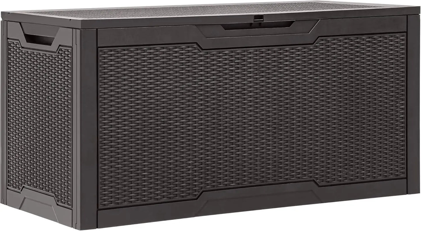 100‑Gallon Resin Deck Box – Large Water‑Resistant Outdoor Storage Container with Lockable Lid