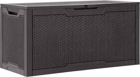 100‑Gallon Resin Deck Box – Large Water‑Resistant Outdoor Storage Container with Lockable Lid