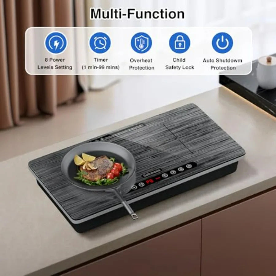 18" Double Induction Cooktop – Portable 2‑Burner Electric Stove with Independent Touch Controls, 1800W