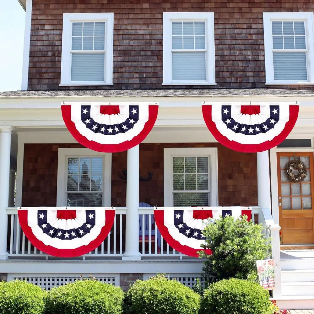 Pleated Flags and Large Patriotic Bunting for 4th of July Home Decorations
