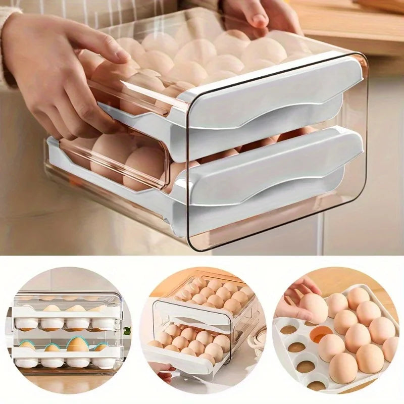 Refrigerator Egg Holder Double Layer With Handle