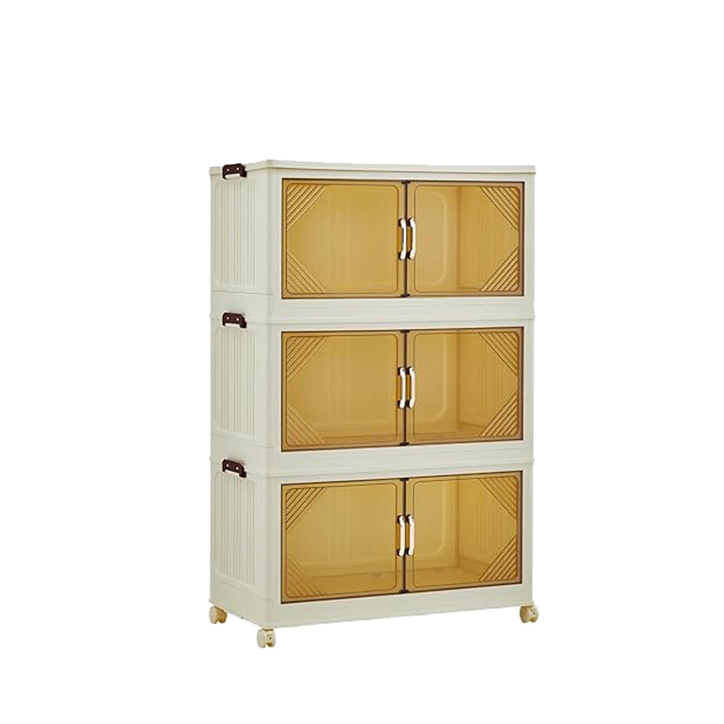 Stackable Storage Bins, Plastic Bins for Storage with Lids, Magnetic Doors