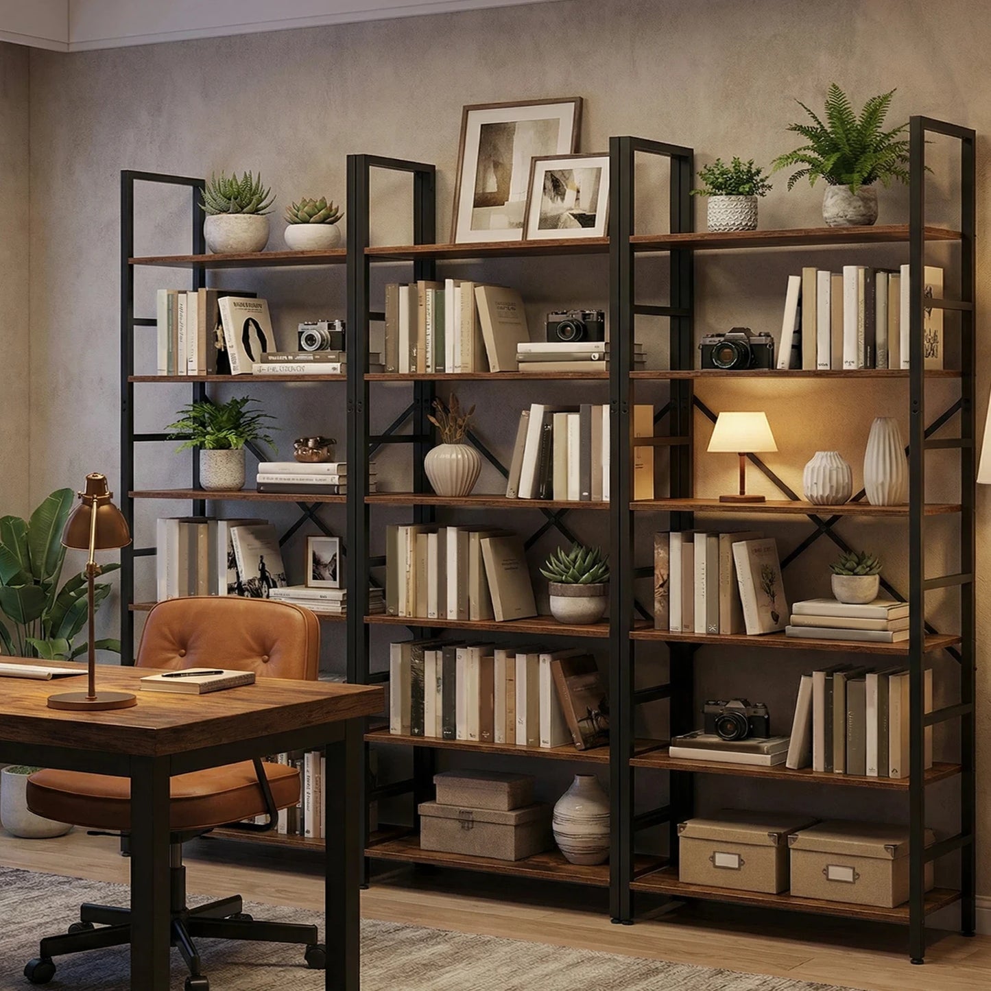 Modern Tall Storage Bookshelf | Multi-Tier Display Case & Corner Organizer