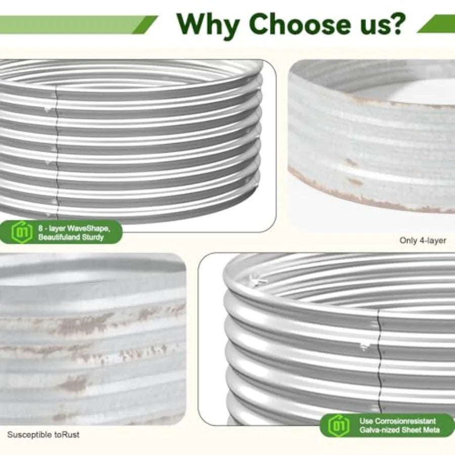 4 Pack 2x2 FT Round Galvanized Raised Garden Bed