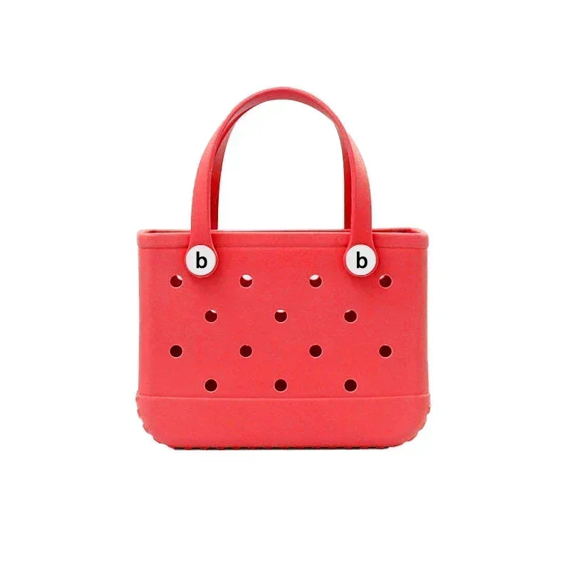 Waterproof  Rubber Mini Beach Bag - Summer Pool Storage Basket