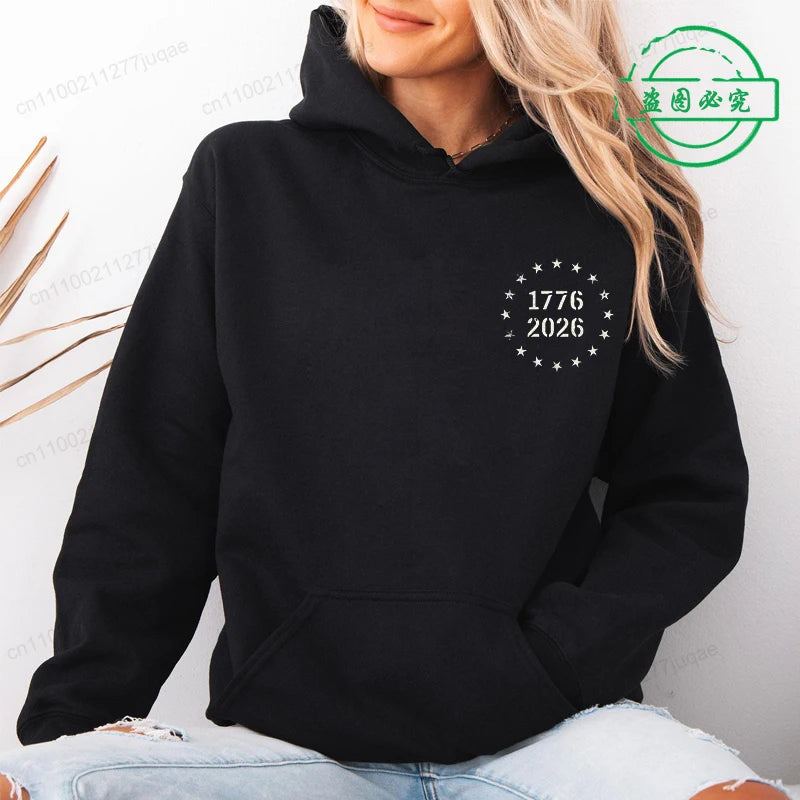 America 250th Anniversary Printed Women/Men Hoodies Sportwear - Fleece Hoodie 1776–2026