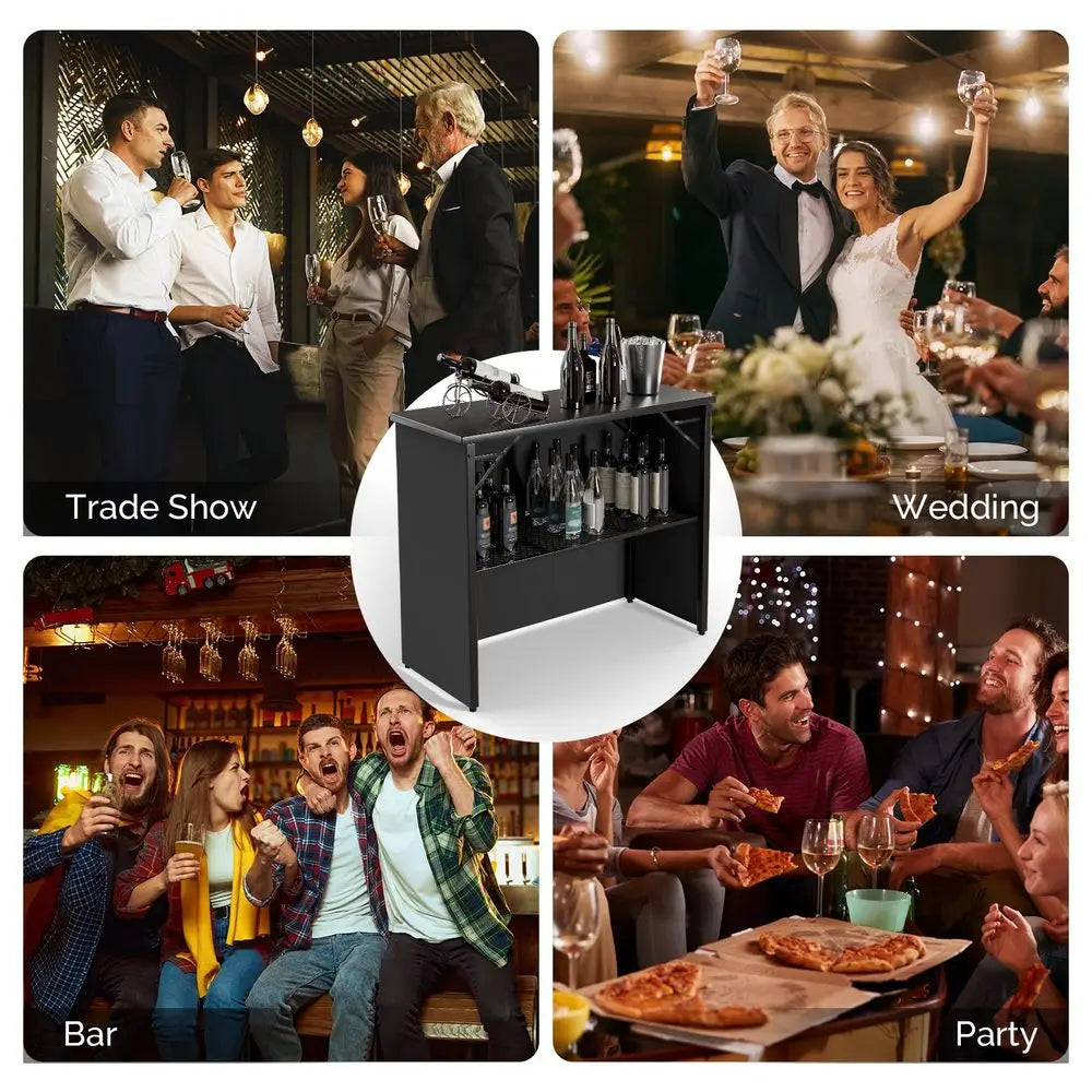 45" Commercial Portable Bar Table – Mobile Bartending Station with Skirt for Indoor & Outdoor Events