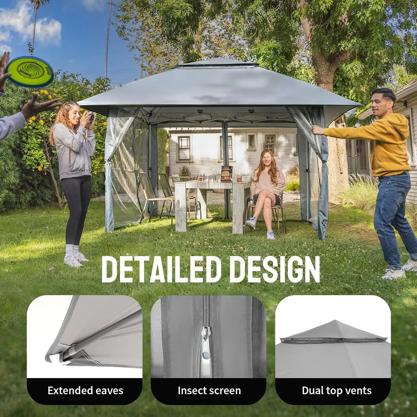 13×13 Waterproof Canopy Tent – Large Pop‑Up Outdoor Shade Shelter for Patio & Backyard