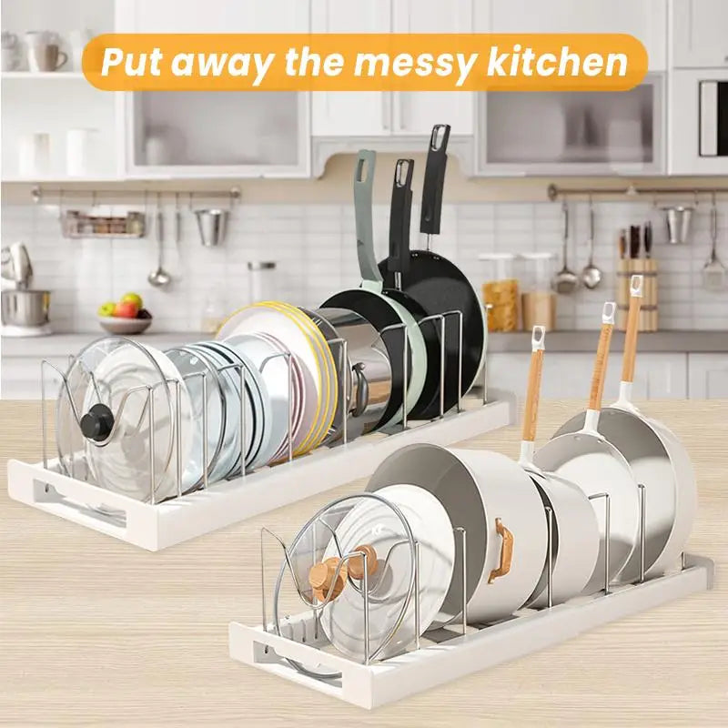 Pot and Pan Organizer, Expandable  with 7 - Adjustable Compartments
