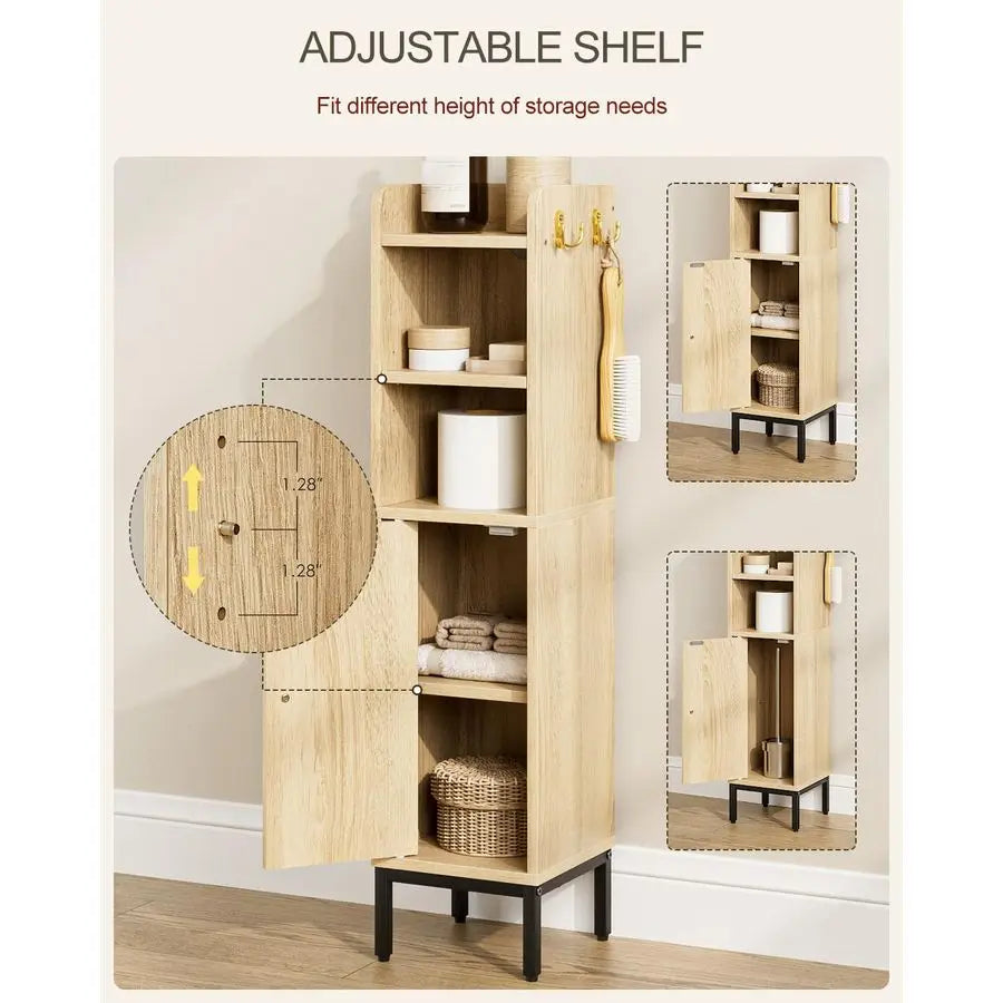 Bathroom Storage Cabinet with 2-Hooks