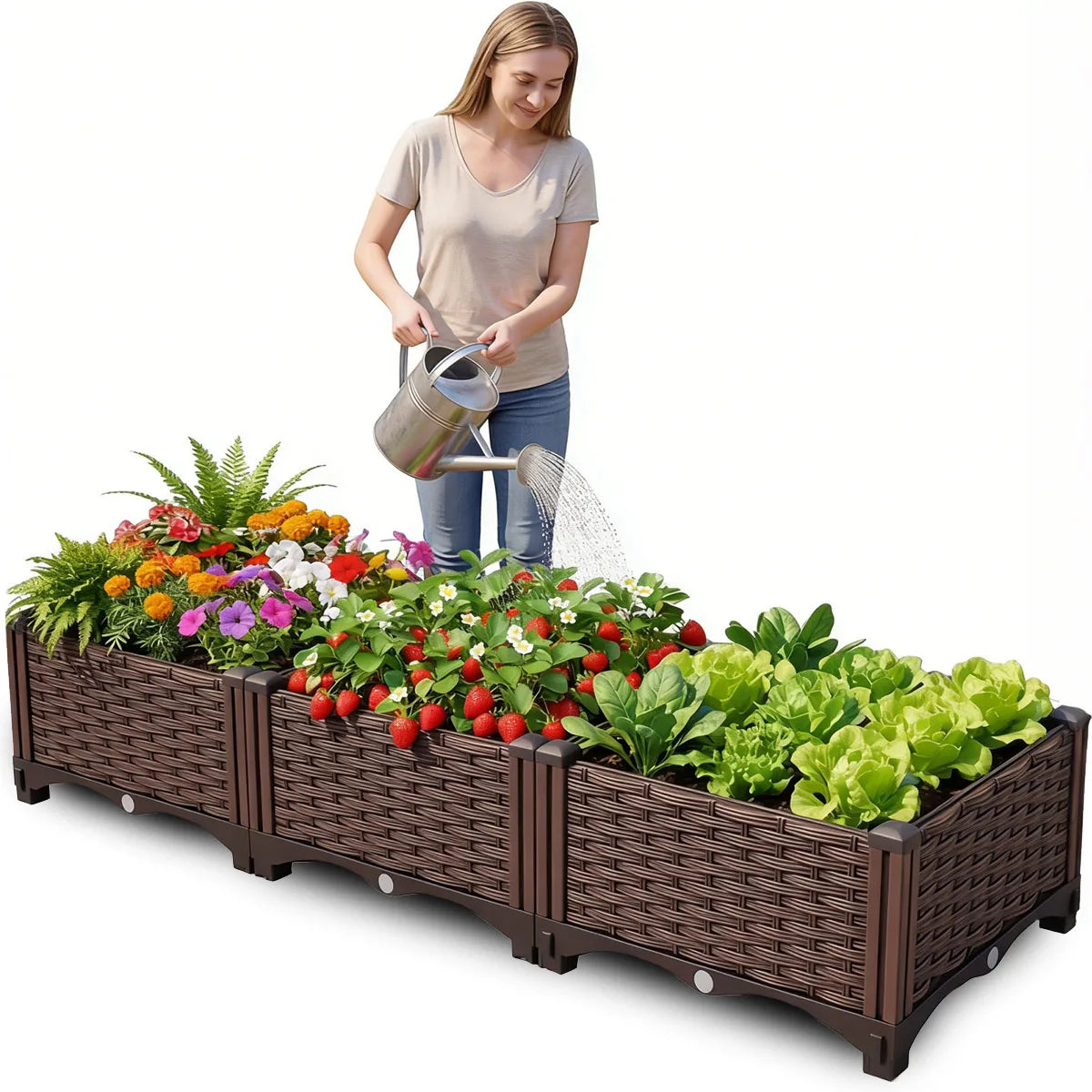 Rectangular Raised Garden Bed Kit, Plastic Planter