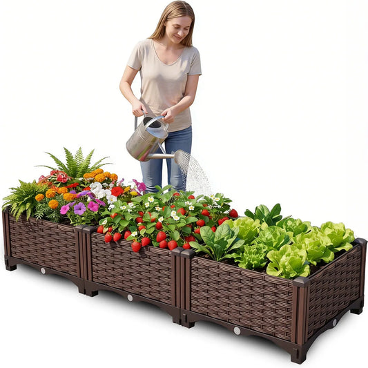 Rectangular Raised Garden Bed Kit, Plastic Planter