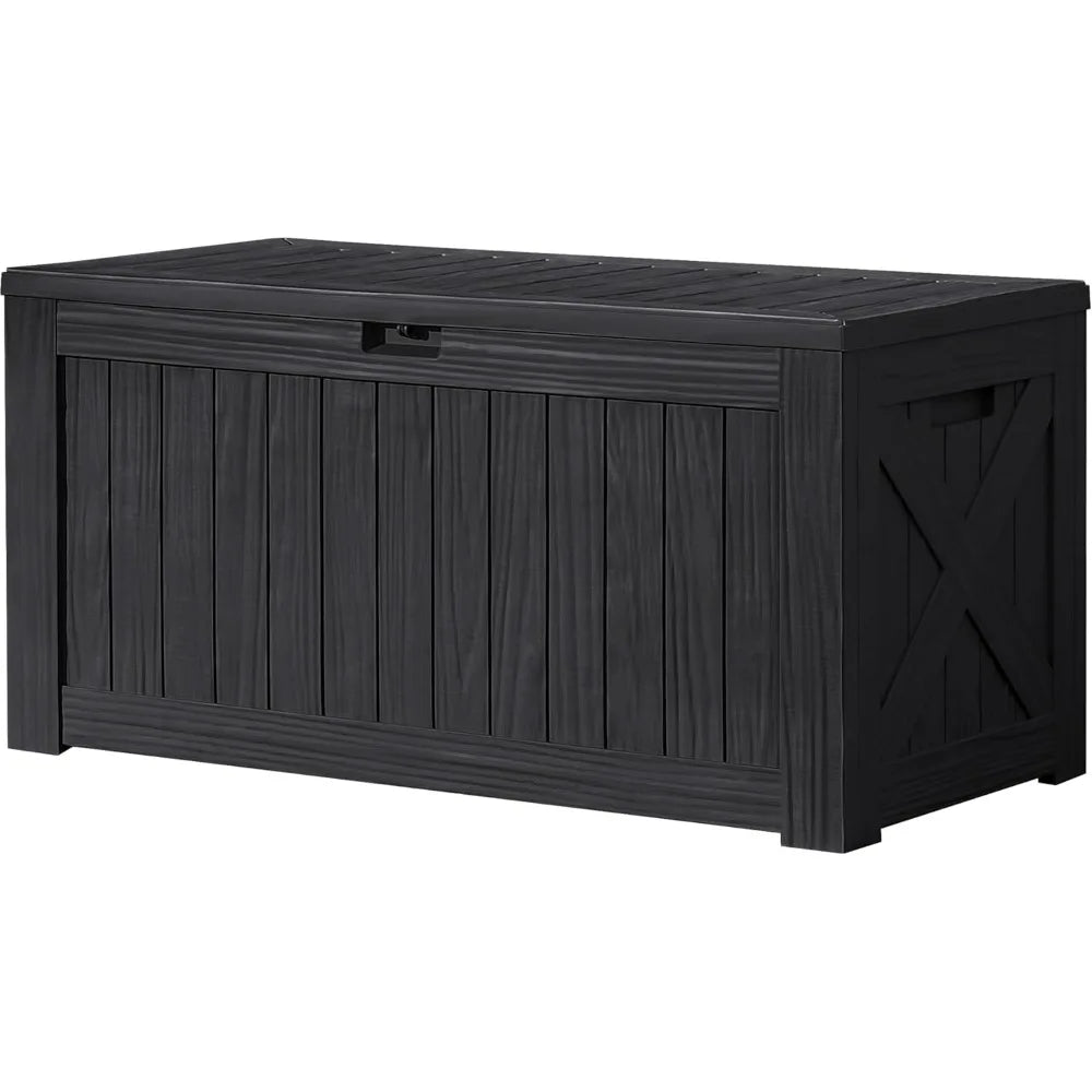 120‑Gallon Resin Deck Box – Large Waterproof Outdoor Storage Bench for Patio with Lockable Lid