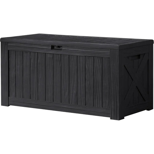 120‑Gallon Resin Deck Box – Large Waterproof Outdoor Storage Bench for Patio with Lockable Lid