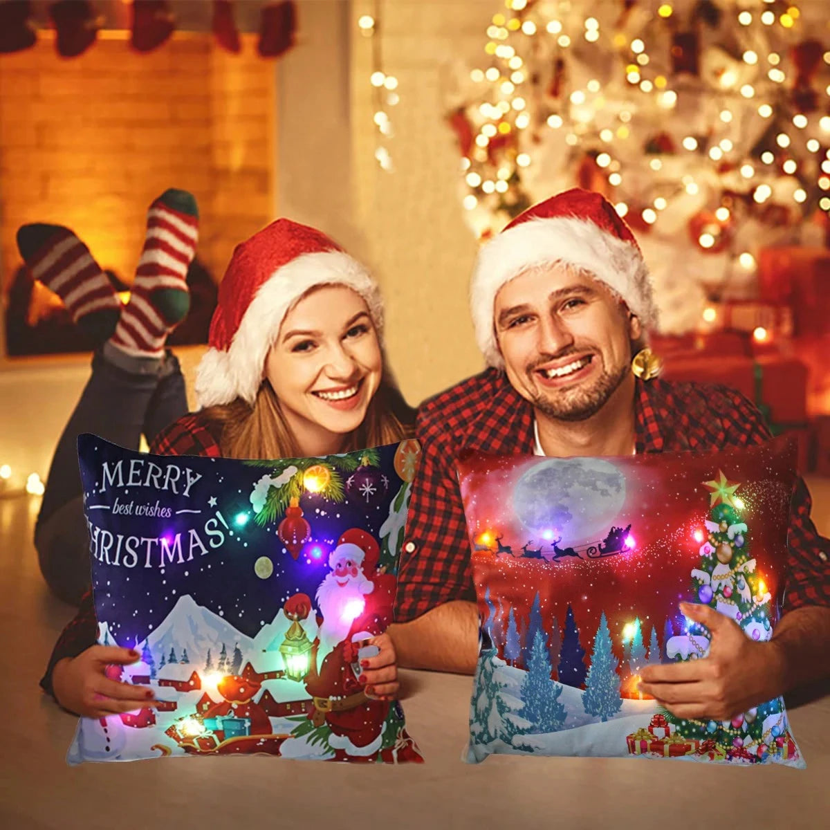 Christmas Multi-Color Led Light-Up Pillows