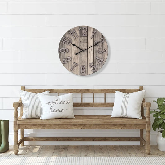 Rustic 15.5 Inch Wood Grain Wall Clock